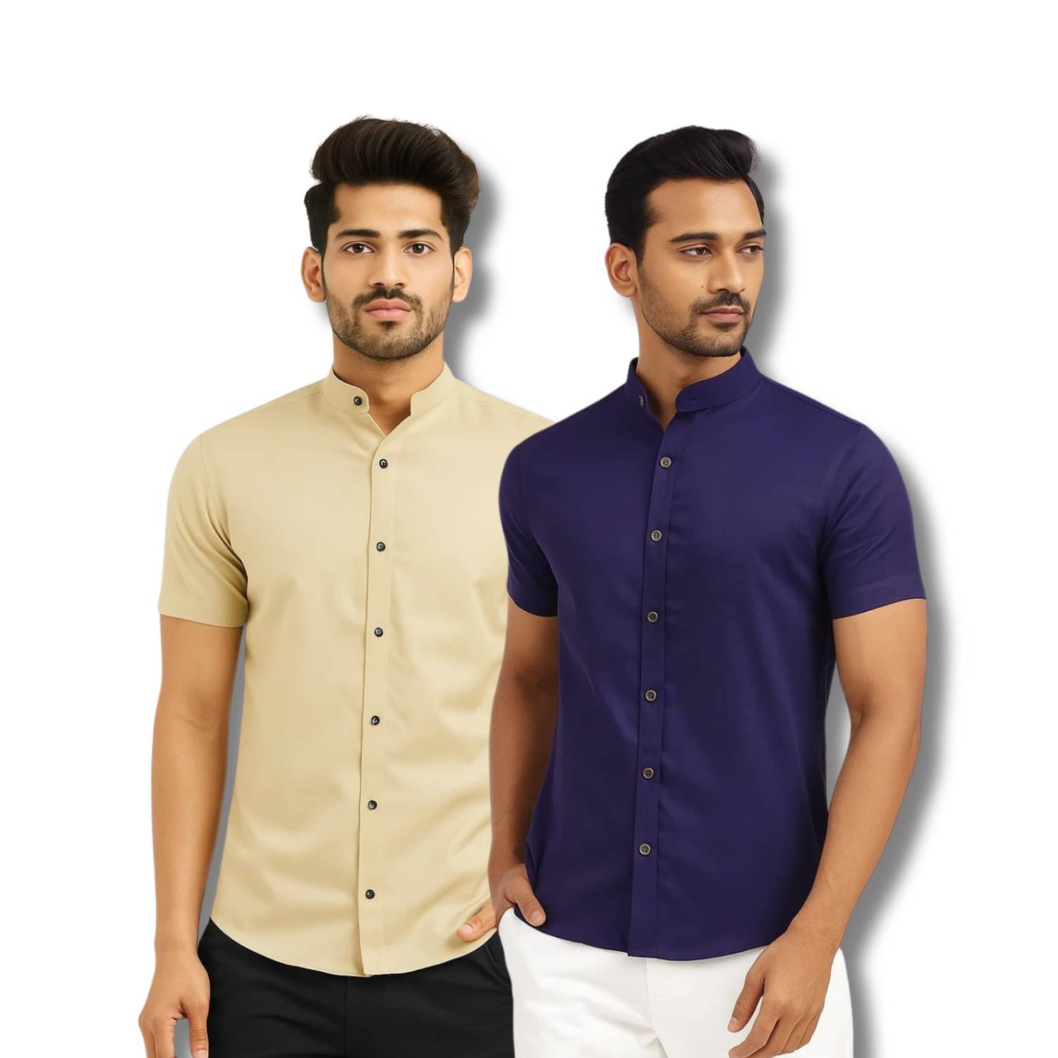 GOD HEART Cotton Blend Regular Fit Solids Half Sleeves Men's Casual Shirt - Beige ( Pack of 2 )     			GOD HEART Cotton Blend Regular Fit Solids Half Sleeves Men's Casual Shirt - Beige ( Pack of 2 )