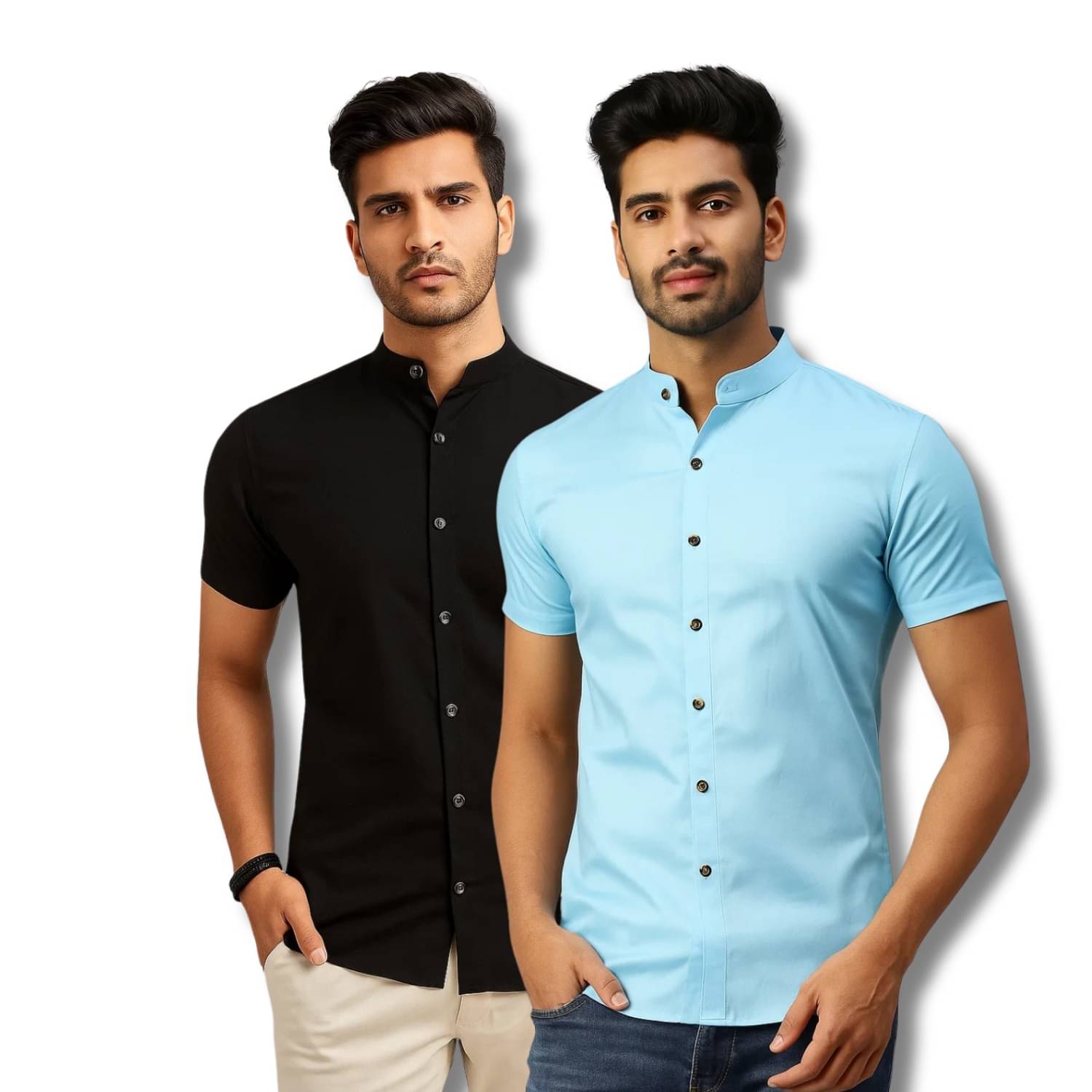 GOD HEART Cotton Blend Regular Fit Solids Half Sleeves Men's Casual Shirt - Black ( Pack of 2 ) GOD HEART Cotton Blend Regular Fit Solids Half Sleeves Men's Casual Shirt - Black ( Pack of 2 )
