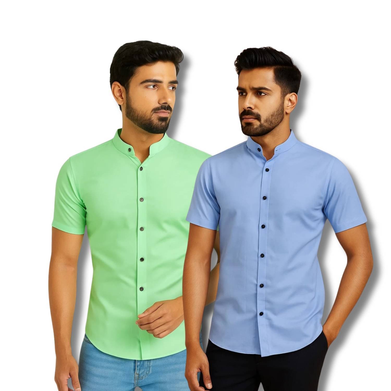     			GOD HEART Cotton Blend Regular Fit Solids Half Sleeves Men's Casual Shirt - Lime Green ( Pack of 2 )