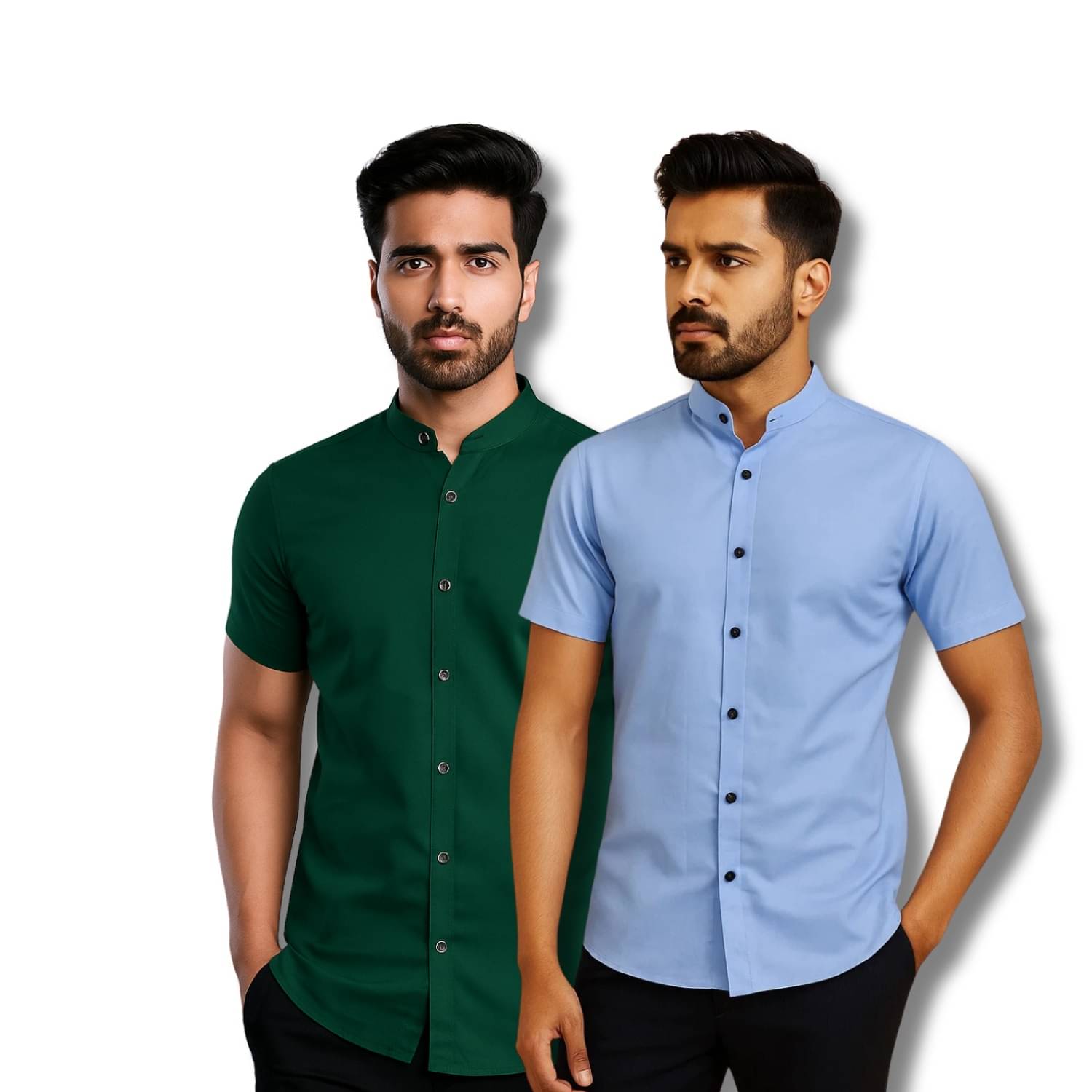 GOD HEART Cotton Blend Regular Fit Solids Half Sleeves Men's Casual Shirt - Green ( Pack of 2 ) GOD HEART Cotton Blend Regular Fit Solids Half Sleeves Men's Casual Shirt - Green ( Pack of 2 )