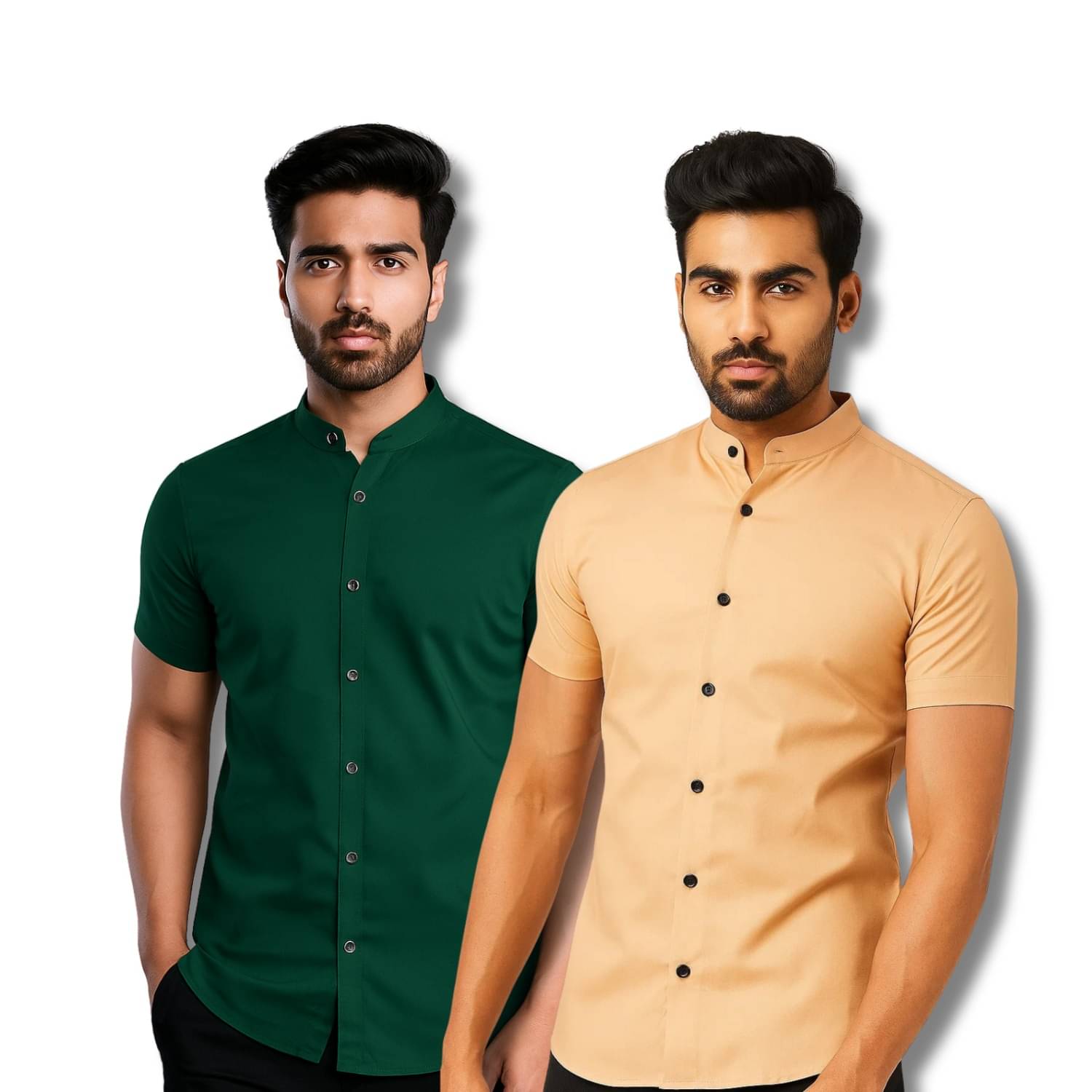 GOD HEART Cotton Blend Regular Fit Solids Half Sleeves Men's Casual Shirt - Green ( Pack of 2 ) GOD HEART Cotton Blend Regular Fit Solids Half Sleeves Men's Casual Shirt - Green ( Pack of 2 )