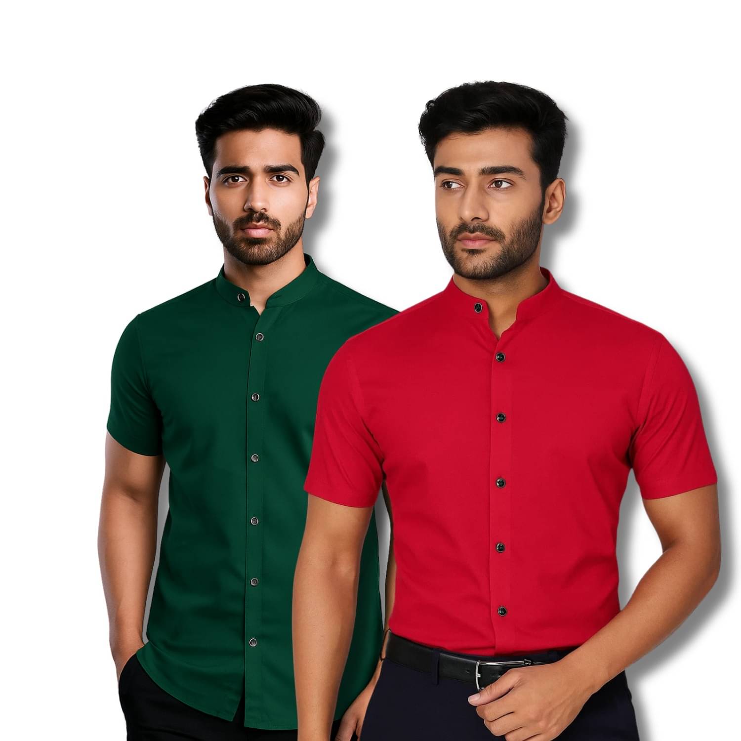 GOD HEART Cotton Blend Regular Fit Solids Half Sleeves Men's Casual Shirt - Green ( Pack of 2 ) GOD HEART Cotton Blend Regular Fit Solids Half Sleeves Men's Casual Shirt - Green ( Pack of 2 )