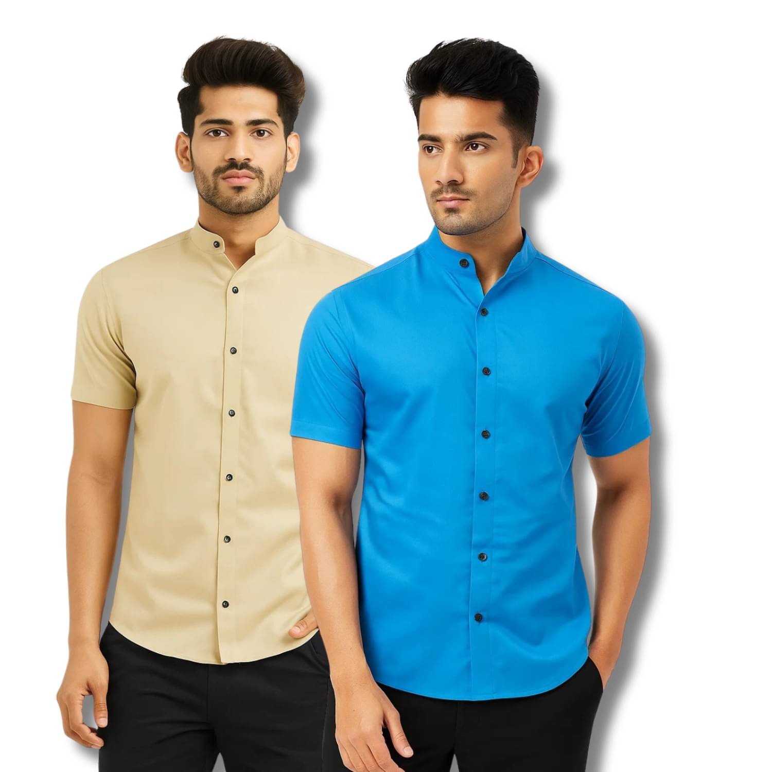 GOD HEART Cotton Blend Regular Fit Solids Half Sleeves Men's Casual Shirt - Beige ( Pack of 2 ) GOD HEART Cotton Blend Regular Fit Solids Half Sleeves Men's Casual Shirt - Beige ( Pack of 2 )