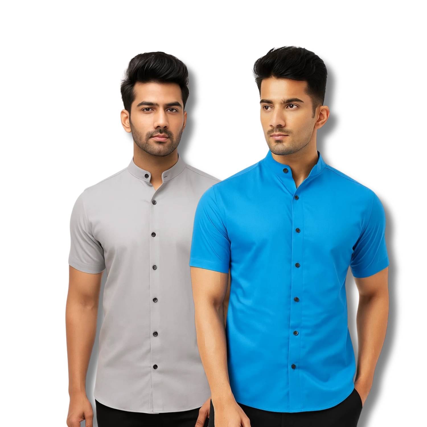 GOD HEART Cotton Blend Regular Fit Solids Half Sleeves Men's Casual Shirt - Grey ( Pack of 2 ) GOD HEART Cotton Blend Regular Fit Solids Half Sleeves Men's Casual Shirt - Grey ( Pack of 2 )