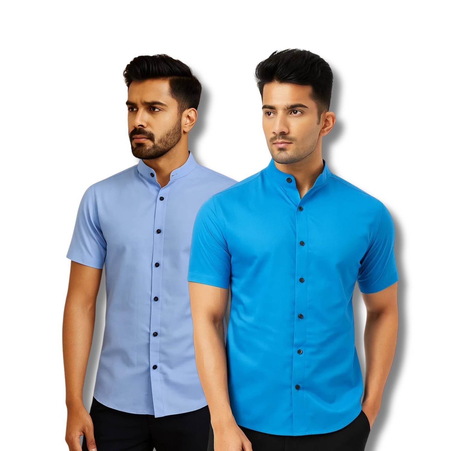 GOD HEART Cotton Blend Regular Fit Solids Half Sleeves Men's Casual Shirt - Light Blue ( Pack of 2 ) GOD HEART Cotton Blend Regular Fit Solids Half Sleeves Men's Casual Shirt - Light Blue ( Pack of 2 )