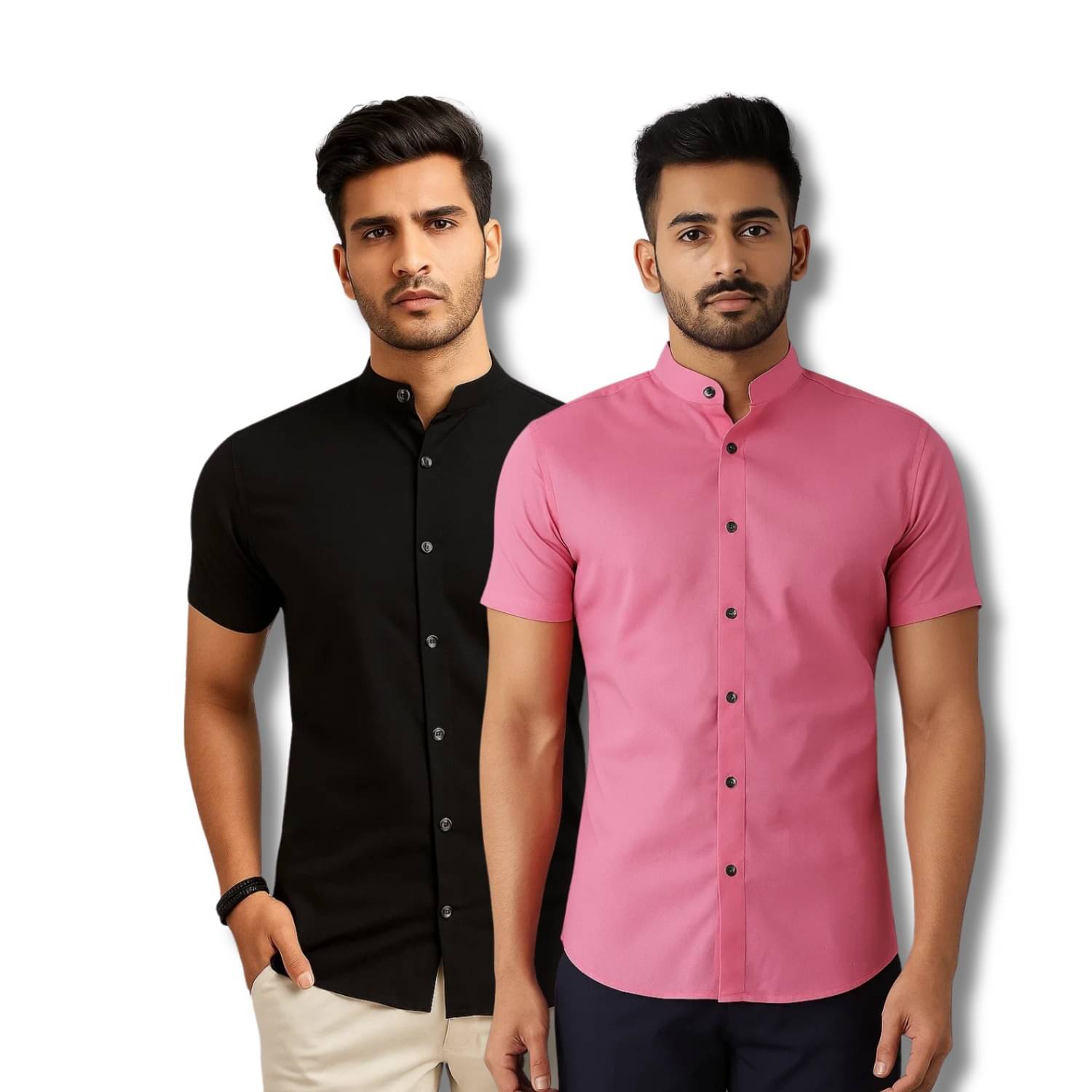 GOD HEART Cotton Blend Regular Fit Solids Half Sleeves Men's Casual Shirt - Black ( Pack of 2 ) GOD HEART Cotton Blend Regular Fit Solids Half Sleeves Men's Casual Shirt - Black ( Pack of 2 )