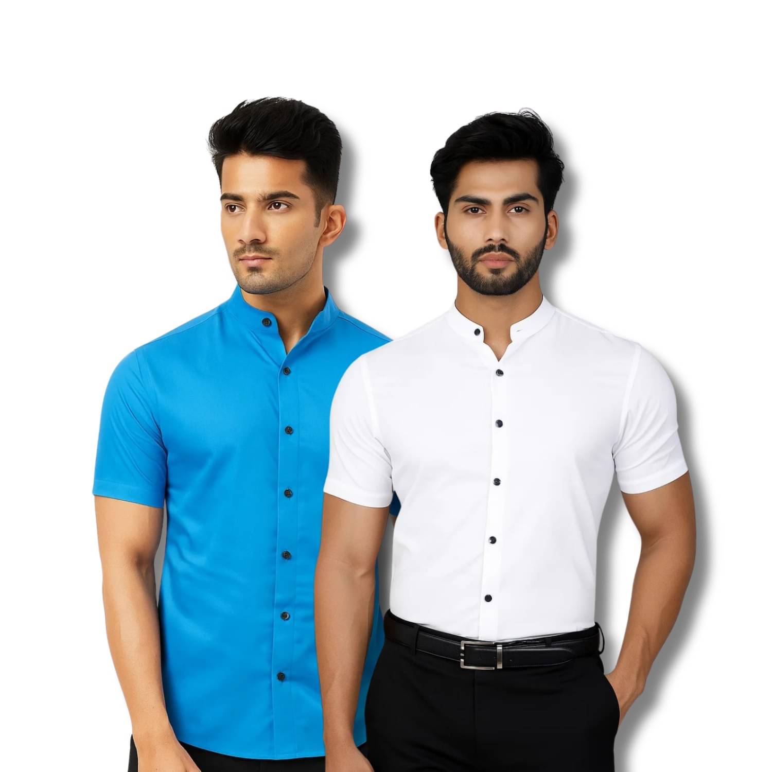 GOD HEART Cotton Blend Regular Fit Solids Half Sleeves Men's Casual Shirt - Turquoise ( Pack of 2 )     			GOD HEART Cotton Blend Regular Fit Solids Half Sleeves Men's Casual Shirt - Turquoise ( Pack of 2 )