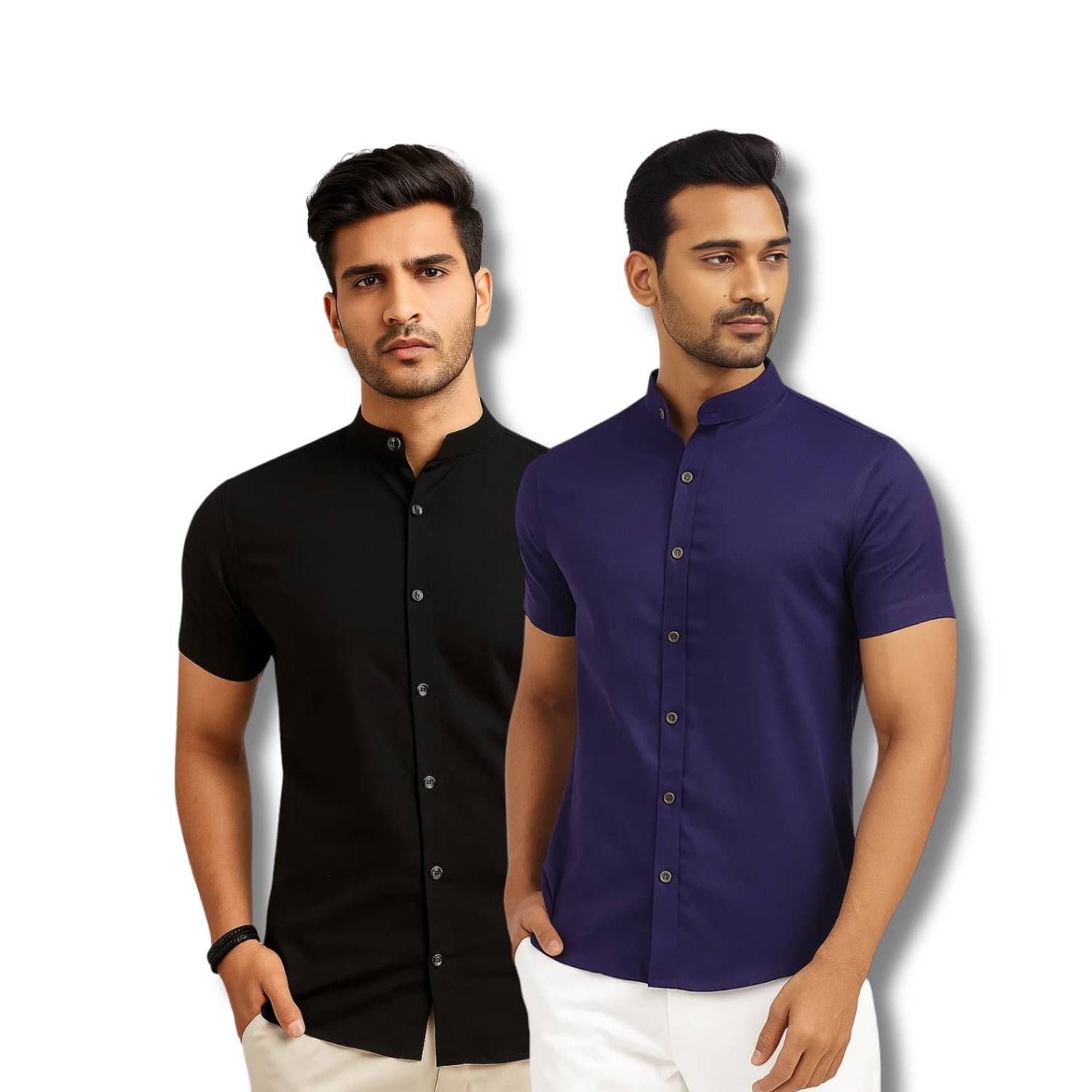 GOD HEART Cotton Blend Regular Fit Solids Half Sleeves Men's Casual Shirt - Black ( Pack of 2 ) GOD HEART Cotton Blend Regular Fit Solids Half Sleeves Men's Casual Shirt - Black ( Pack of 2 )