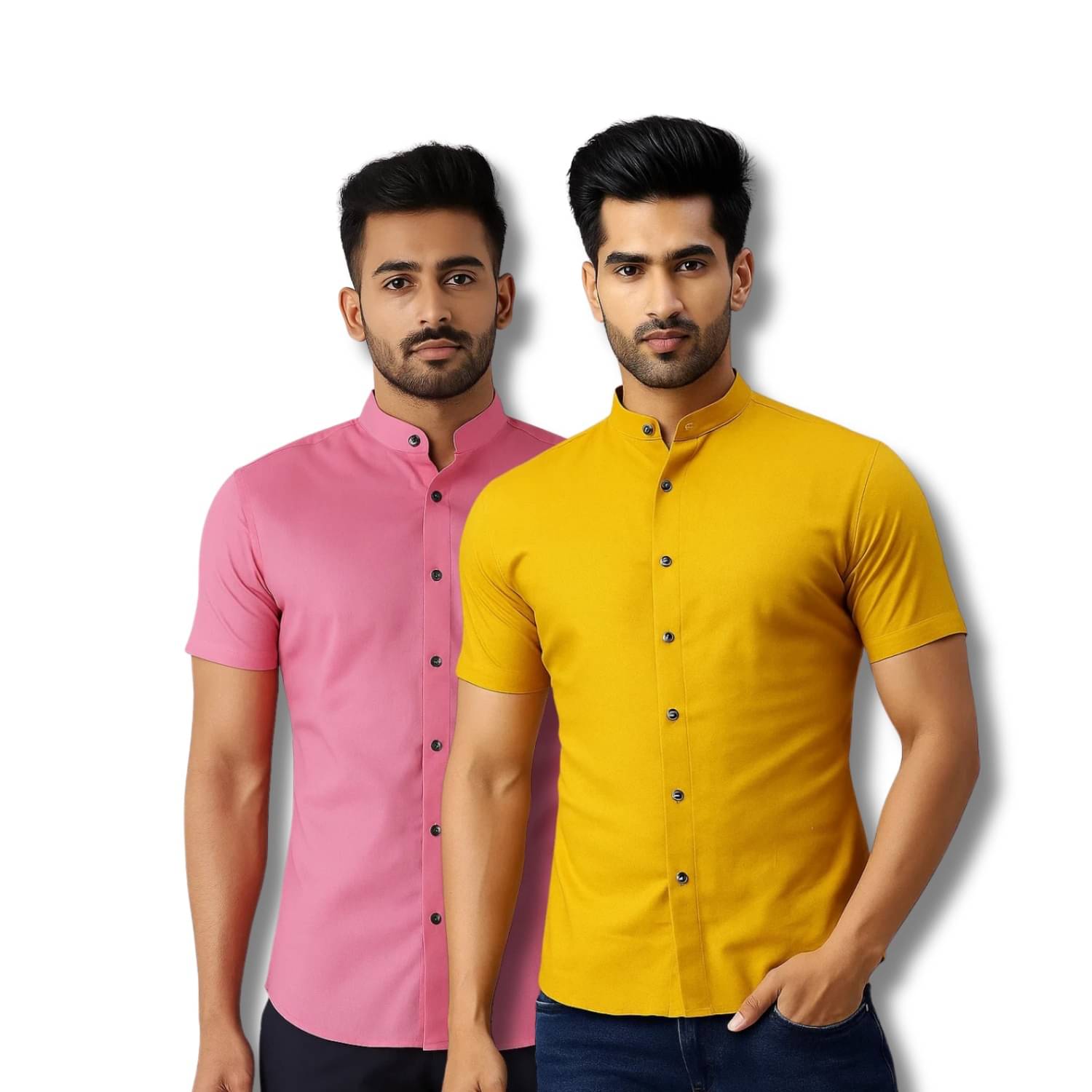 GOD HEART Cotton Blend Regular Fit Solids Half Sleeves Men's Casual Shirt - Peach ( Pack of 2 )     			GOD HEART Cotton Blend Regular Fit Solids Half Sleeves Men's Casual Shirt - Peach ( Pack of 2 )