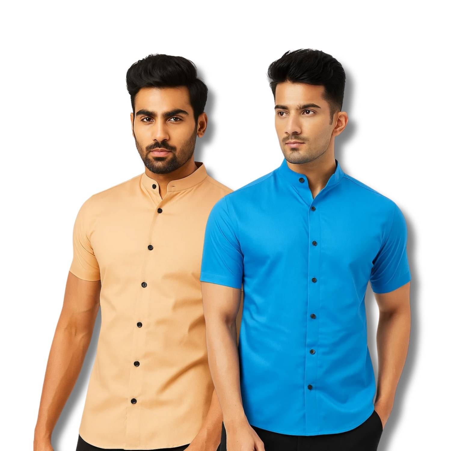     			GOD HEART Cotton Blend Regular Fit Solids Half Sleeves Men's Casual Shirt - Orange ( Pack of 2 )