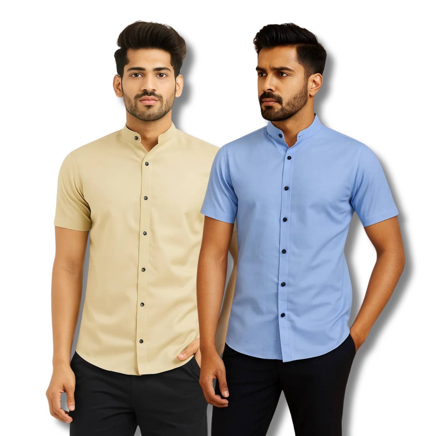 GOD HEART Cotton Blend Regular Fit Solids Half Sleeves Men's Casual Shirt - Beige ( Pack of 2 ) GOD HEART Cotton Blend Regular Fit Solids Half Sleeves Men's Casual Shirt - Beige ( Pack of 2 )