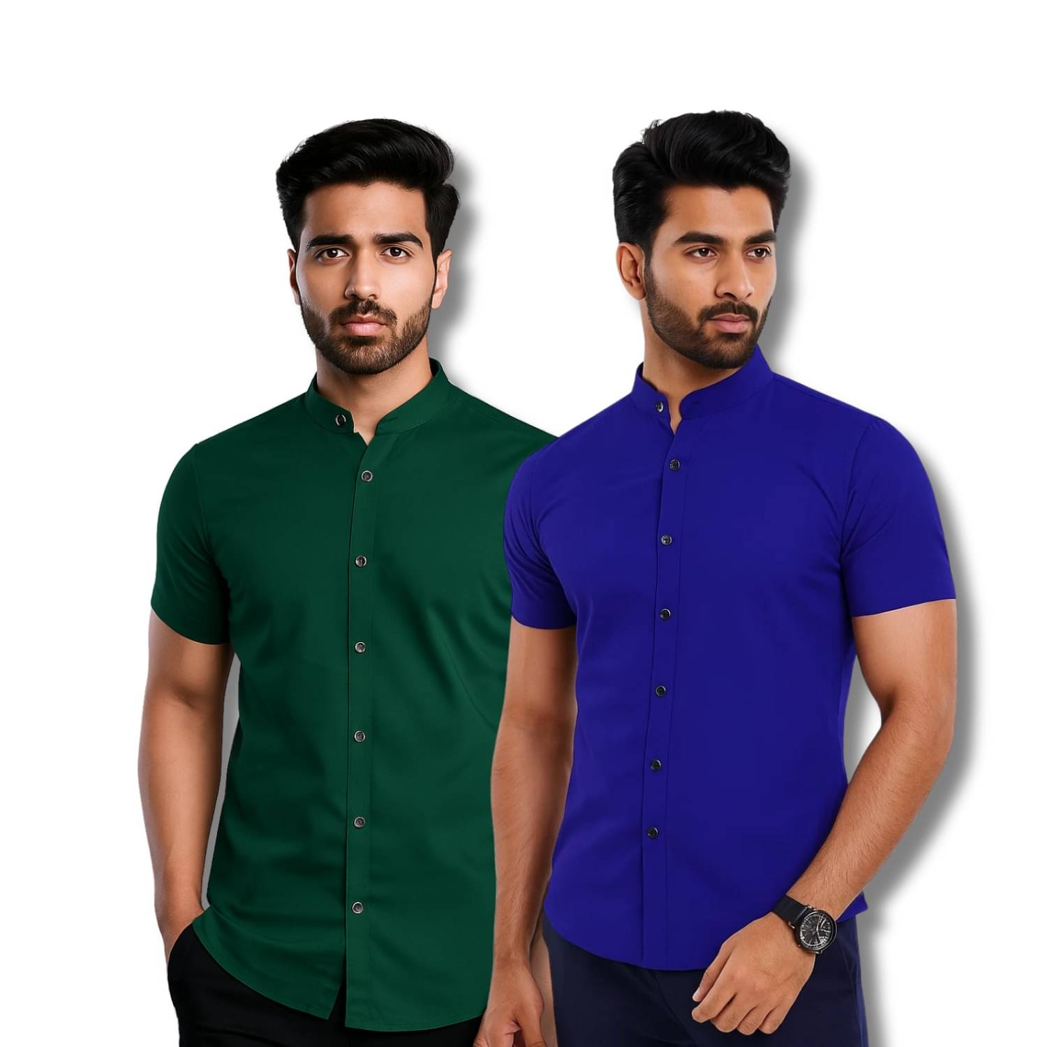 GOD HEART Cotton Blend Regular Fit Solids Half Sleeves Men's Casual Shirt - Green ( Pack of 2 ) GOD HEART Cotton Blend Regular Fit Solids Half Sleeves Men's Casual Shirt - Green ( Pack of 2 )