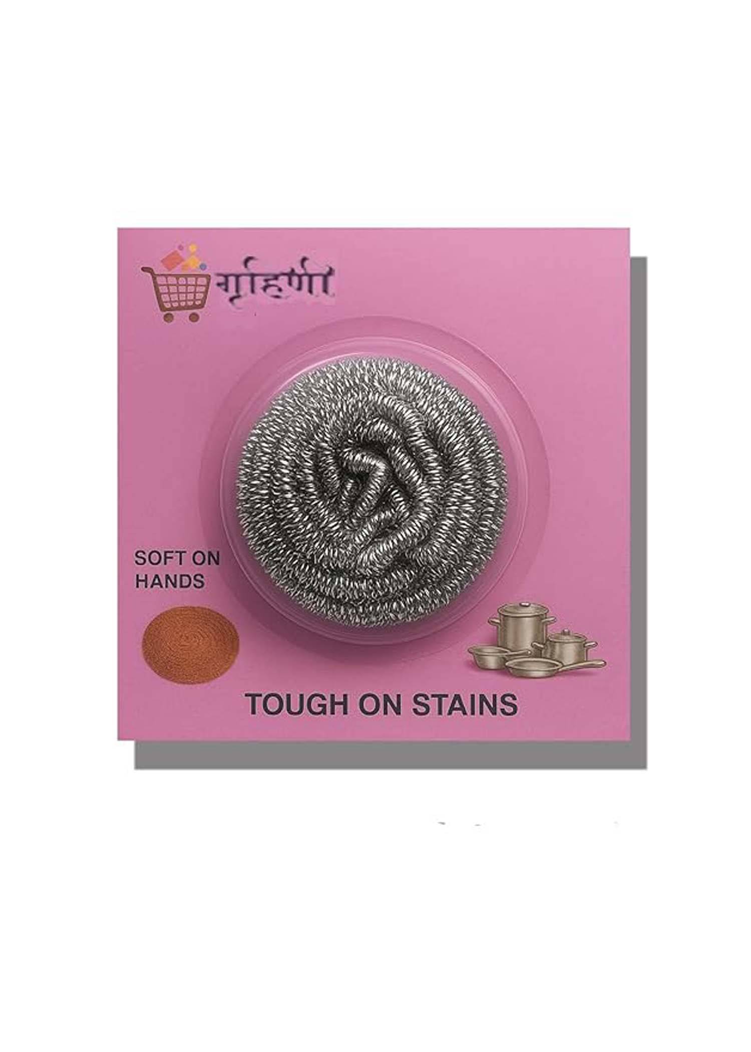     			Grihini Stainless Steel Scrubber for Kitchen Utensils Pack of 12 Heavy-Duty Scouring Pads | Tough on Stains, Rust-Resistant