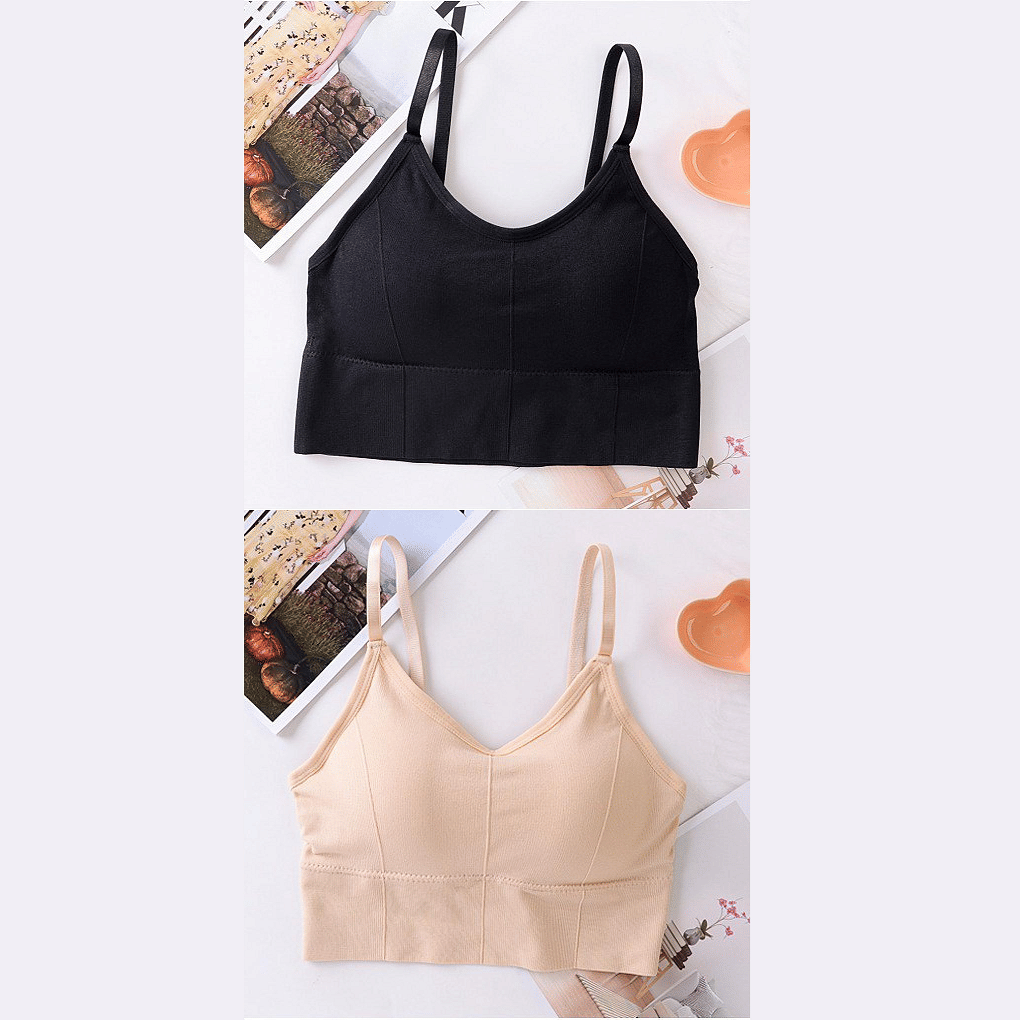     			HANGERON Pack of 2 Cotton Blend Lightly Padded Sports Bra For Women ( Black,Beige )
