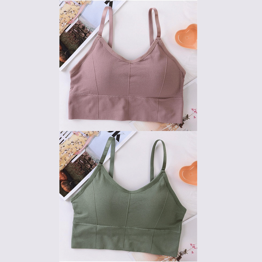 HANGERON Pack of 2 Cotton Blend Lightly Padded Sports Bra For Women ( Green,Brown ) HANGERON Pack of 2 Cotton Blend Lightly Padded Sports Bra For Women ( Green,Brown )