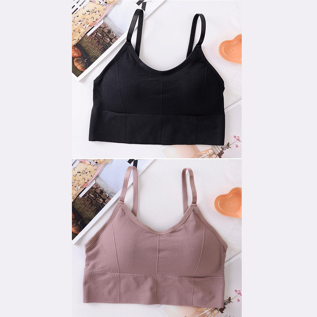     			HANGERON Pack of 2 Cotton Blend Lightly Padded Sports Bra For Women ( Black,Brown )