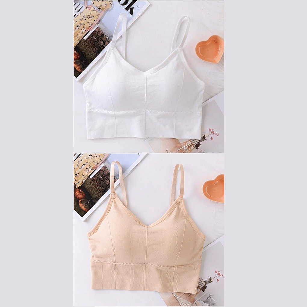 HANGERON Pack of 2 Cotton Blend Lightly Padded Sports Bra For Women ( White,Beige ) HANGERON Pack of 2 Cotton Blend Lightly Padded Sports Bra For Women ( White,Beige )