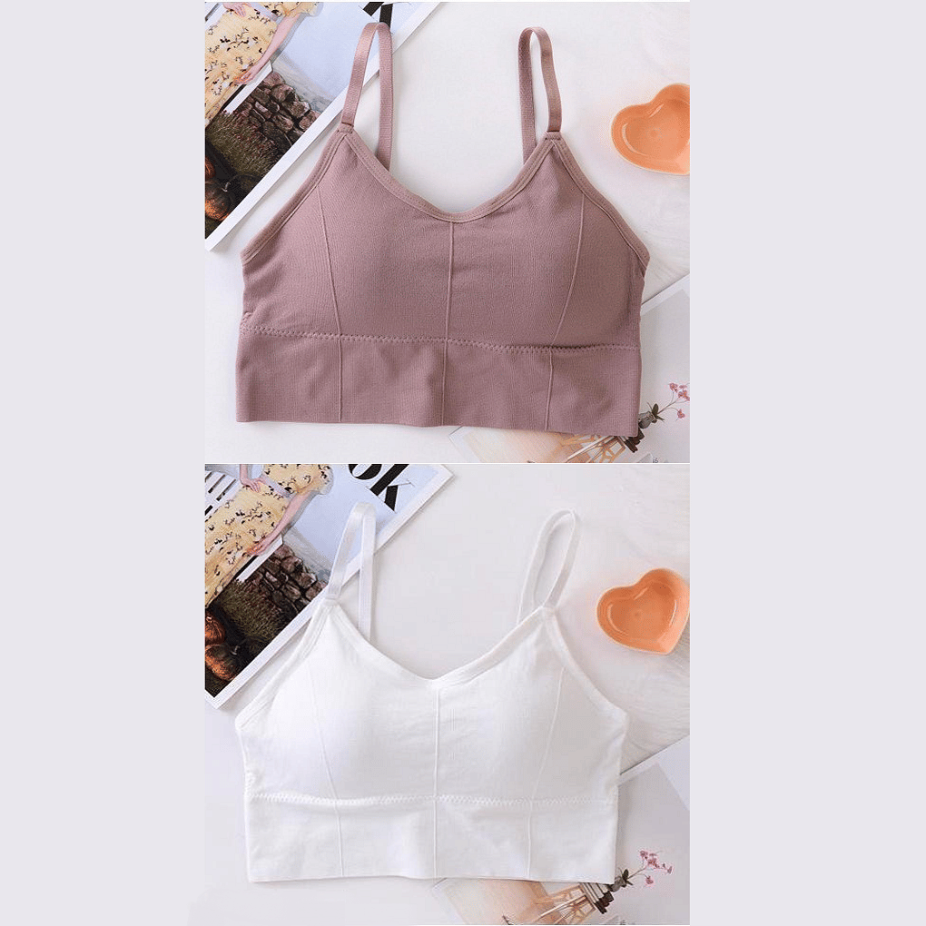 HANGERON Pack of 2 Cotton Blend Lightly Padded Sports Bra For Women ( Brown,White ) HANGERON Pack of 2 Cotton Blend Lightly Padded Sports Bra For Women ( Brown,White )