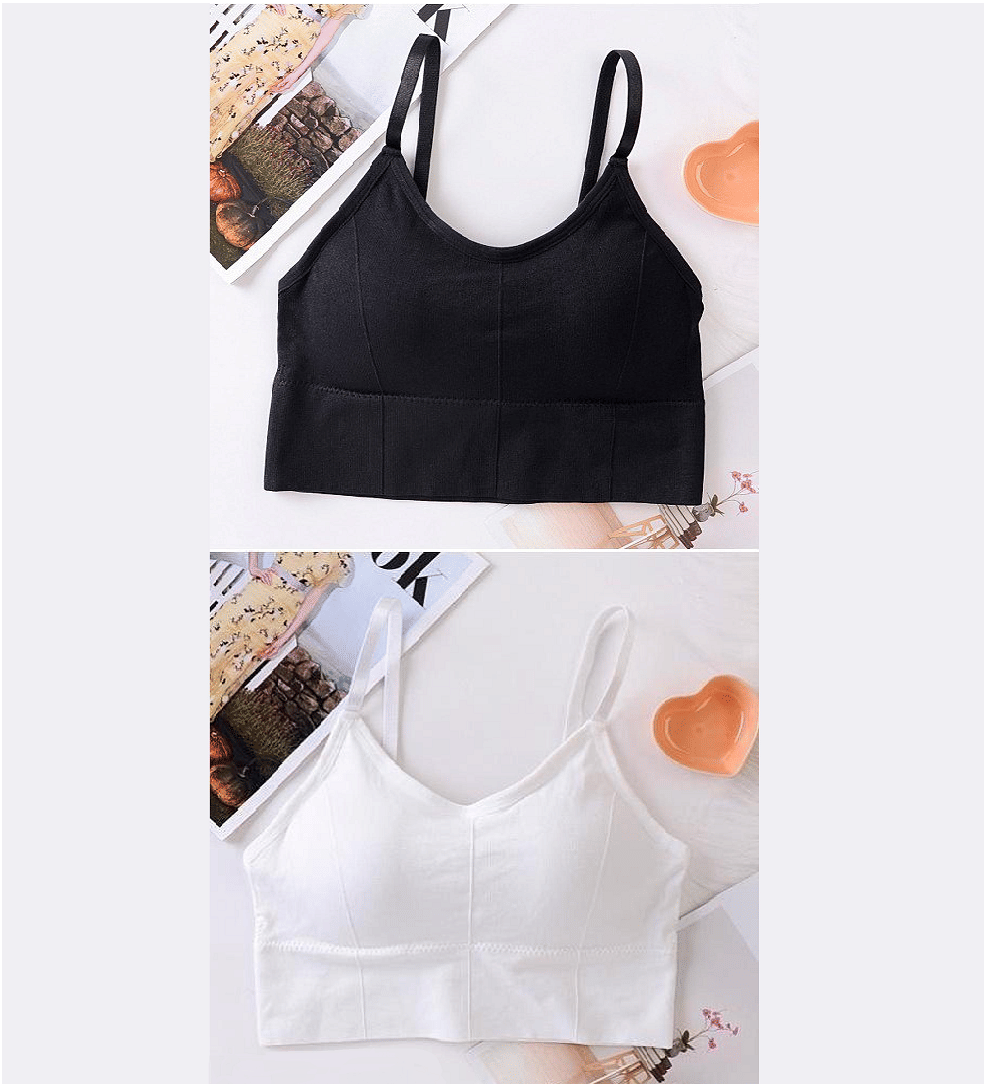 HANGERON Pack of 2 Cotton Blend Lightly Padded Sports Bra For Women ( Black,White ) HANGERON Pack of 2 Cotton Blend Lightly Padded Sports Bra For Women ( Black,White )