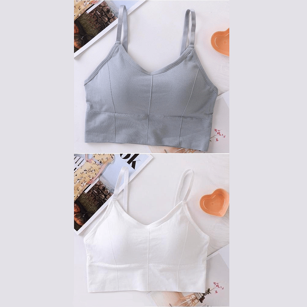 HANGERON Pack of 2 Cotton Blend Lightly Padded Sports Bra For Women ( Grey,White ) HANGERON Pack of 2 Cotton Blend Lightly Padded Sports Bra For Women ( Grey,White )