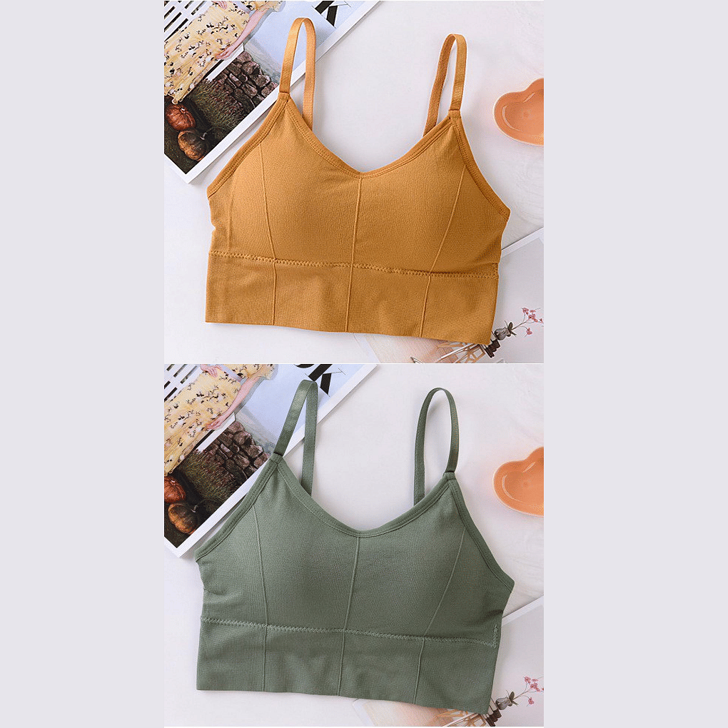 HANGERON Pack of 2 Cotton Blend Lightly Padded Sports Bra For Women ( Orange,Green ) HANGERON Pack of 2 Cotton Blend Lightly Padded Sports Bra For Women ( Orange,Green )