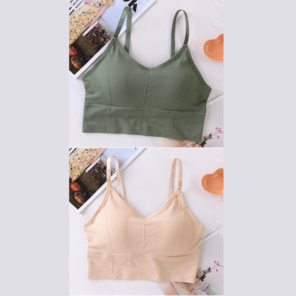 HANGERON Pack of 2 Cotton Blend Lightly Padded Sports Bra For Women ( Green,Beige ) HANGERON Pack of 2 Cotton Blend Lightly Padded Sports Bra For Women ( Green,Beige )