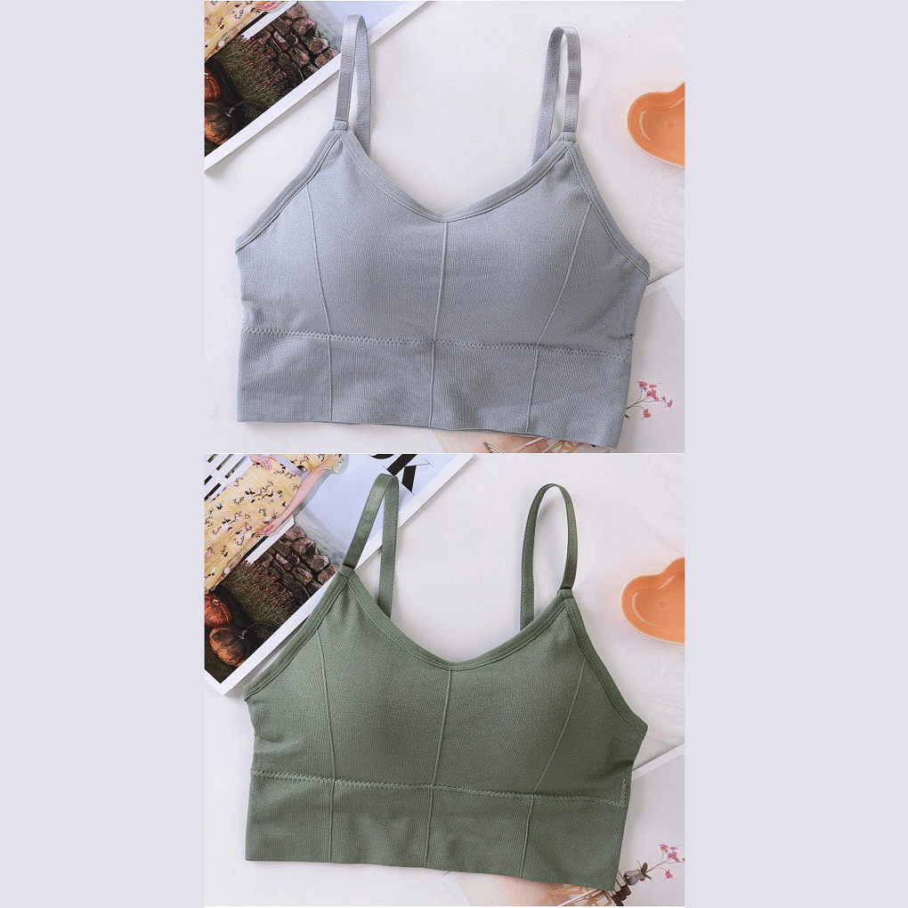 HANGERON Pack of 2 Cotton Blend Lightly Padded Sports Bra For Women ( Grey,Green ) HANGERON Pack of 2 Cotton Blend Lightly Padded Sports Bra For Women ( Grey,Green )