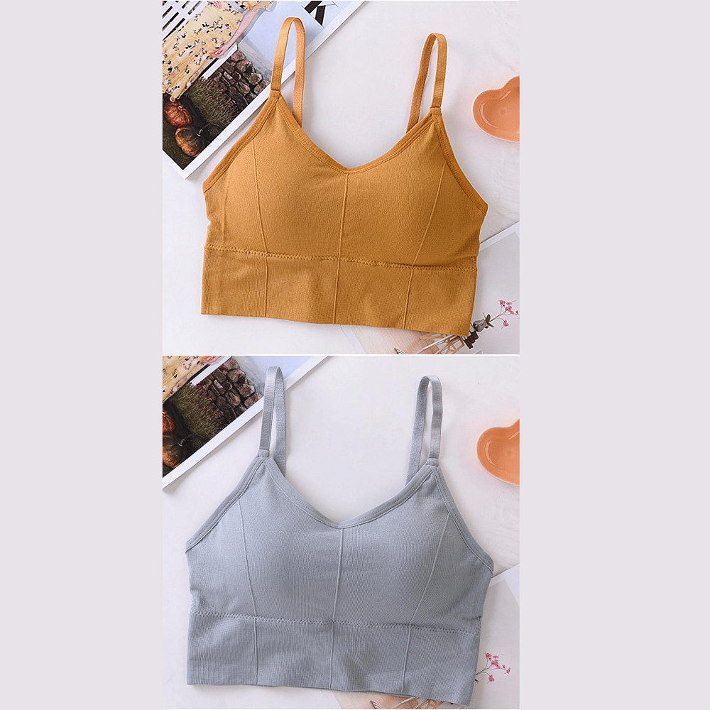     			HANGERON Pack of 2 Cotton Blend Lightly Padded Sports Bra For Women ( Orange,Grey )