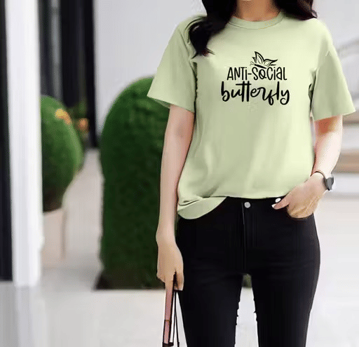 INFIRAX Women Cotton Regular Fit Round Neck T-Shirt ( Green ) INFIRAX Women Cotton Regular Fit Round Neck T-Shirt ( Green )