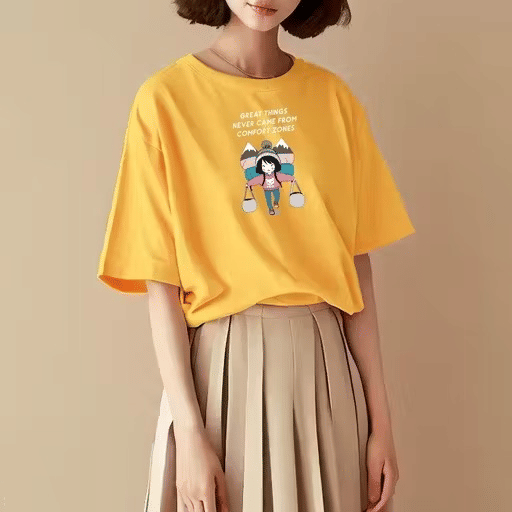 INFIRAX Women Cotton Regular Fit Round Neck T-Shirt ( Yellow ) INFIRAX Women Cotton Regular Fit Round Neck T-Shirt ( Yellow )
