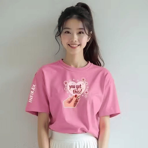 INFIRAX Women Cotton Regular Fit Round Neck T-Shirt ( Pink )     			INFIRAX Women Cotton Regular Fit Round Neck T-Shirt ( Pink )