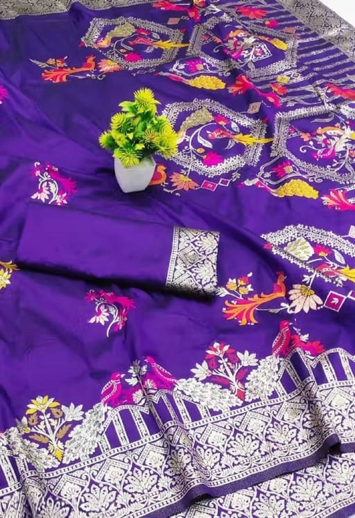 ISARA Art Silk Self Design Banarasi saree With Unstitched Blouse Piece ( Purple ) ISARA Art Silk Self Design Banarasi saree With Unstitched Blouse Piece ( Purple )