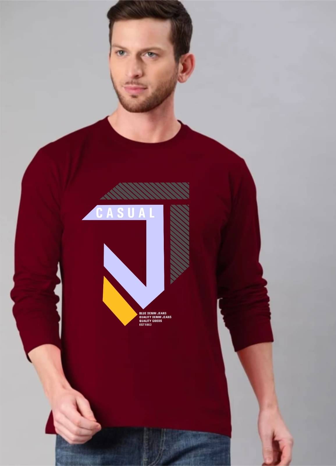 Japna Men Cotton Regular Fit Printed T-Shirt ( Maroon ) Japna Men Cotton Regular Fit Printed T-Shirt ( Maroon )