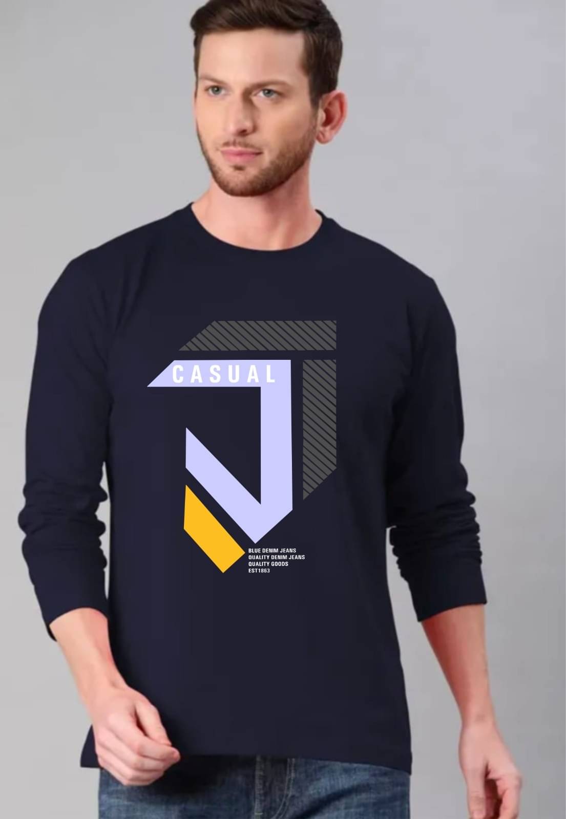     			Japna Men Cotton Regular Fit Printed T-Shirt ( Navy )