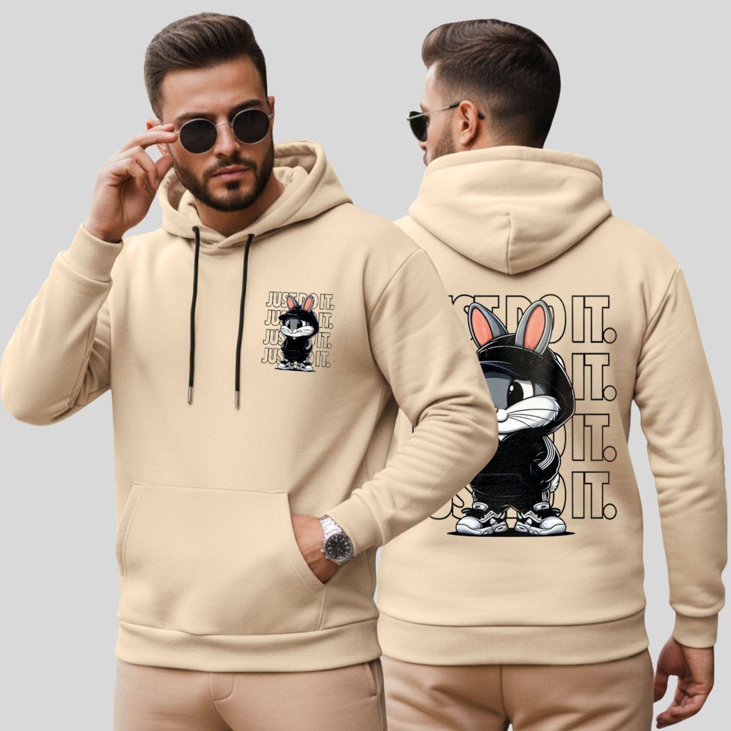 Kanhuzzz Fleece Hooded Men's Sweatshirt - Beige ( Pack of 1 )     			Kanhuzzz Fleece Hooded Men's Sweatshirt - Beige ( Pack of 1 )