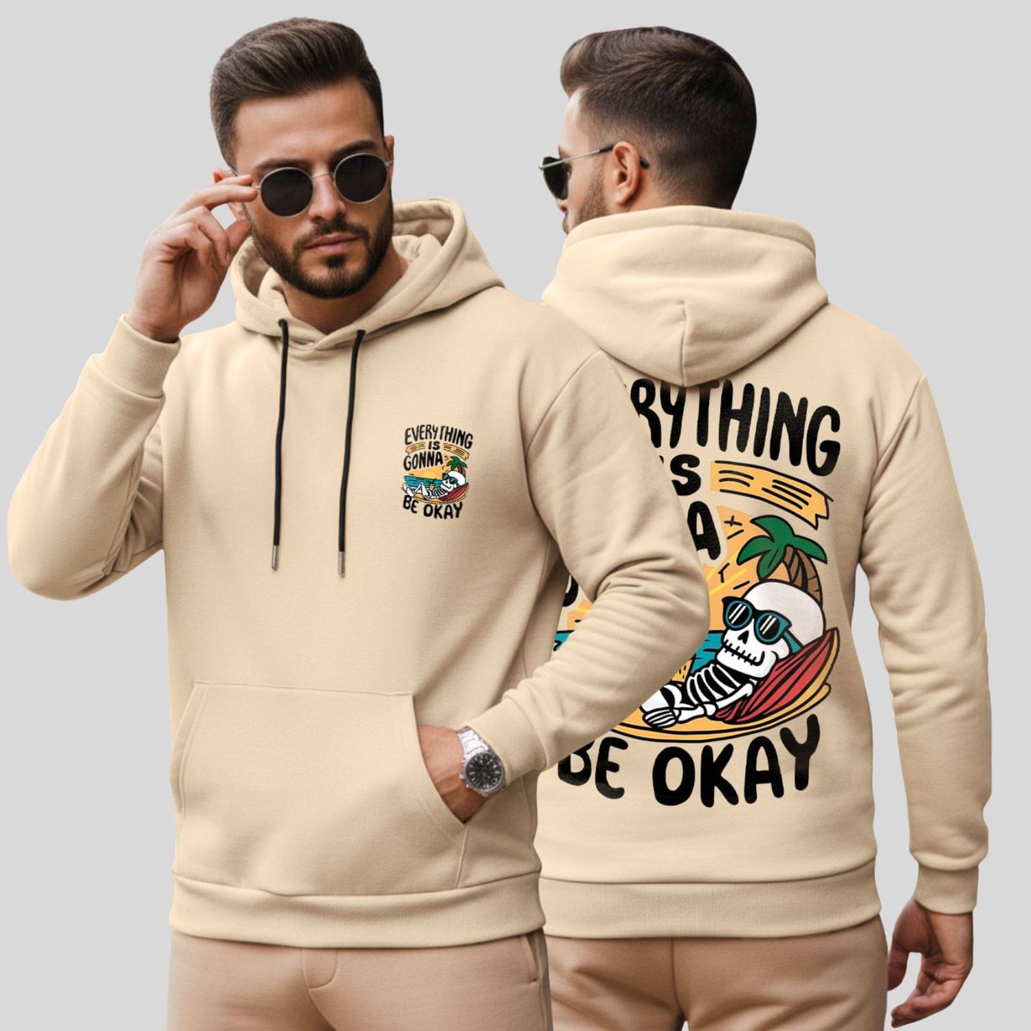     			Kanhuzzz Fleece Hooded Men's Sweatshirt - Beige ( Pack of 1 )