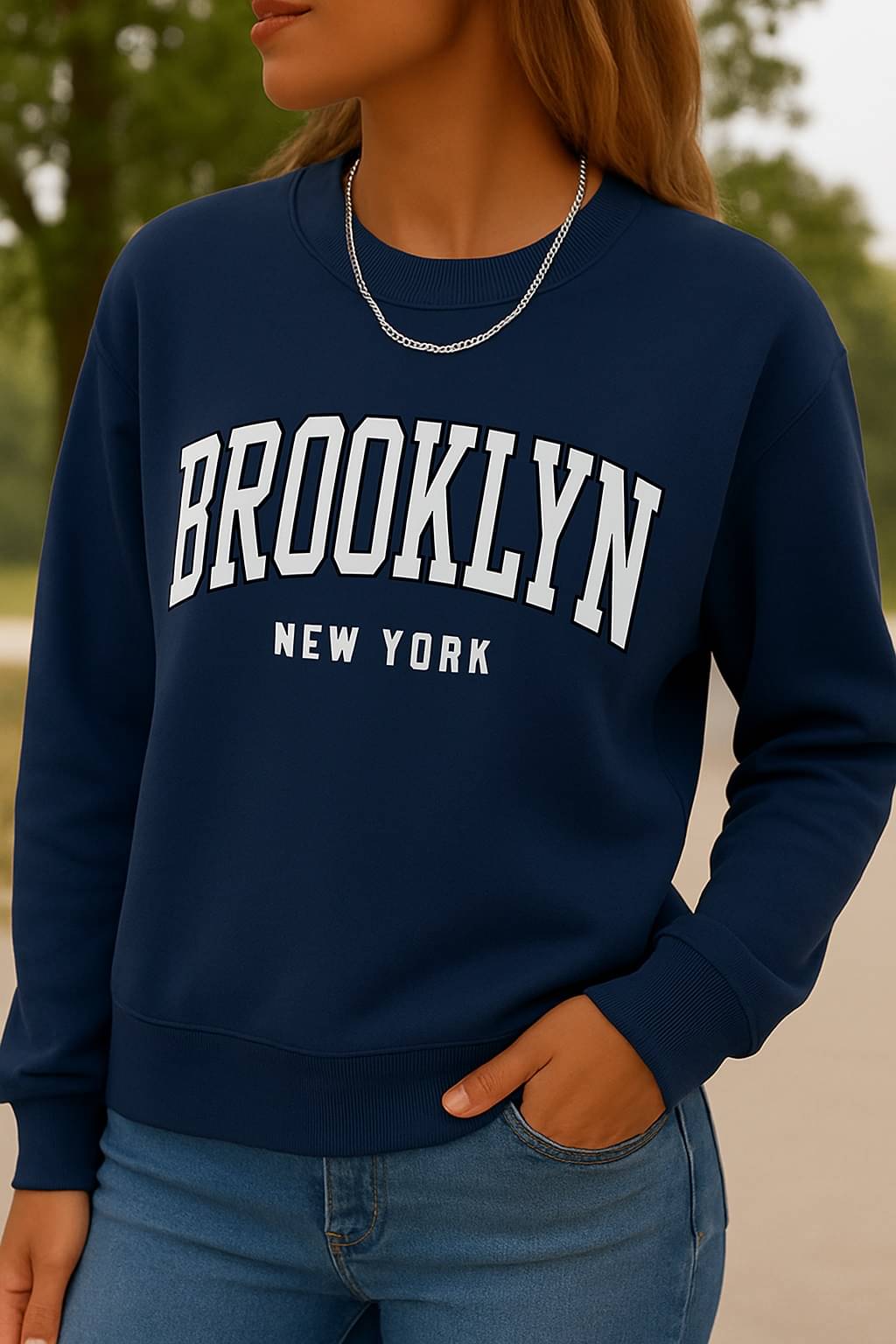     			Kashian Women Fleece Round Neck Sweatshirt For Light Winters ( Blue )