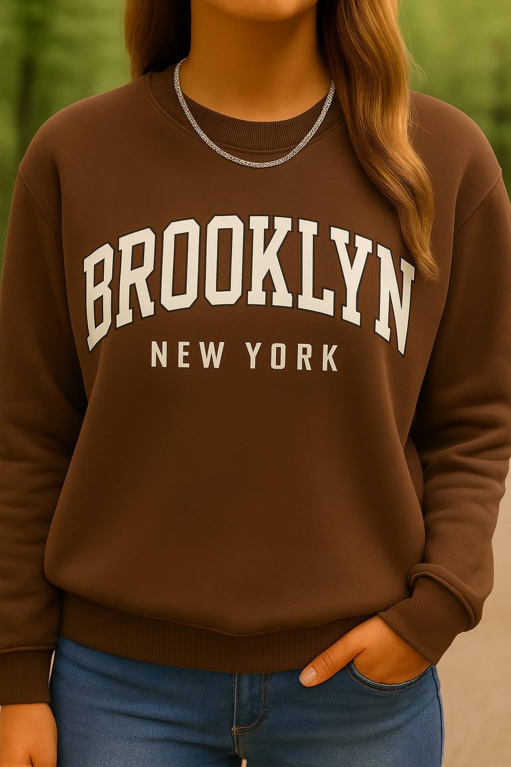     			Kashian Women Fleece Round Neck Sweatshirt For Light Winters ( Brown )