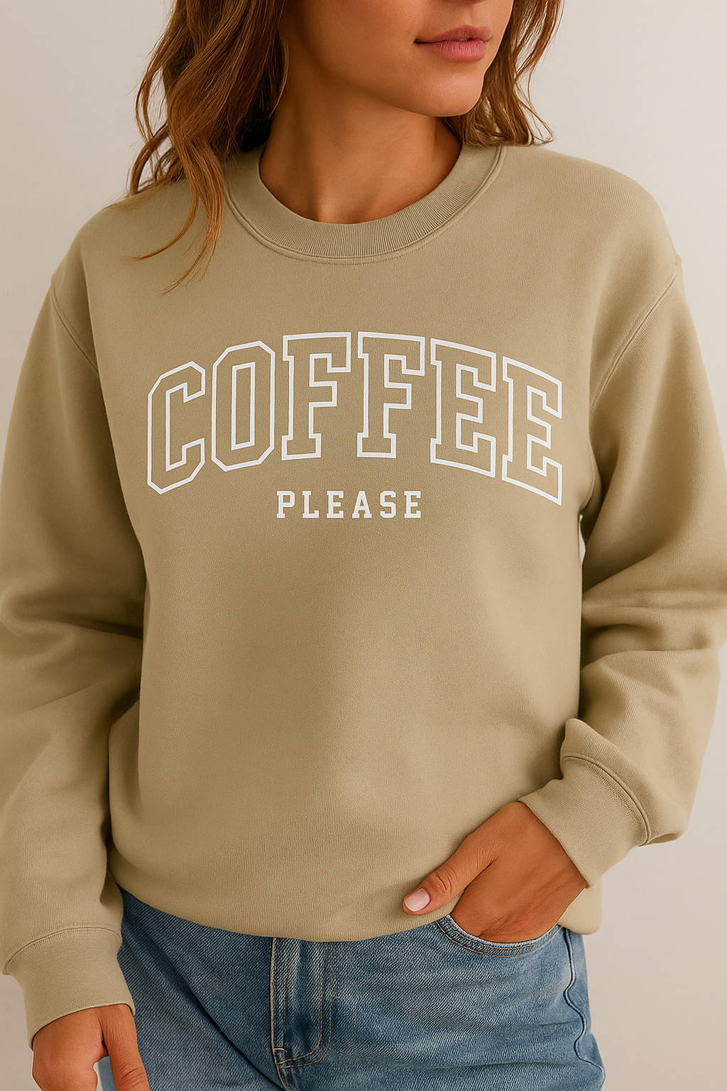 Kashian Women Fleece Round Neck Sweatshirt For Light Winters ( Beige )     			Kashian Women Fleece Round Neck Sweatshirt For Light Winters ( Beige )