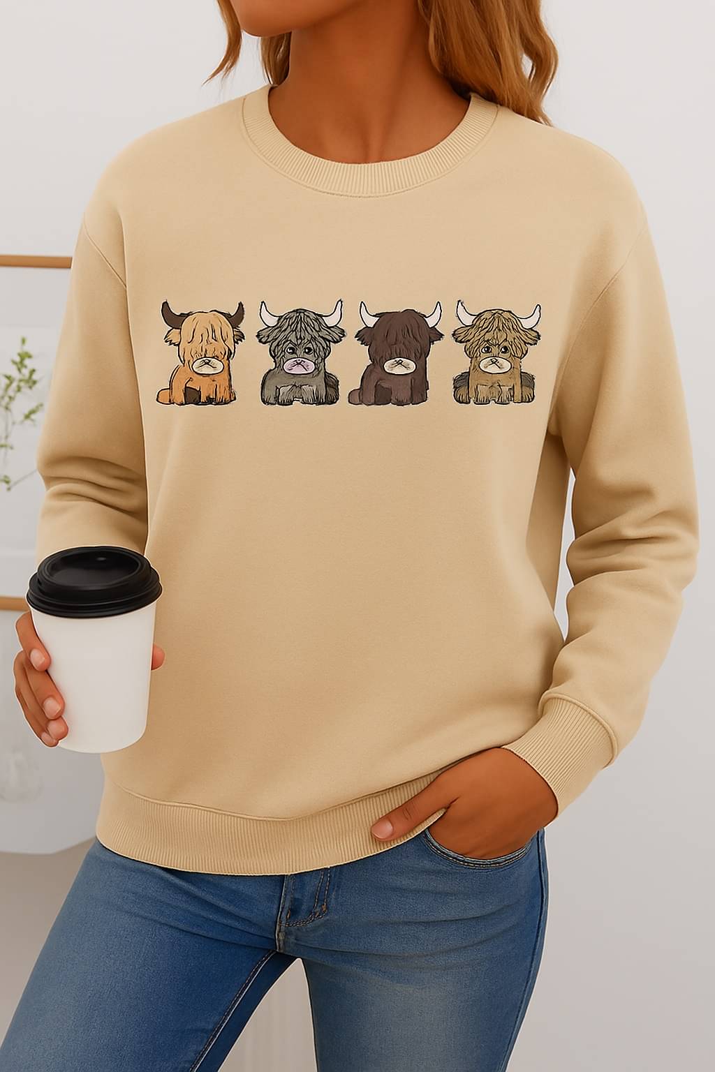     			Kashian Women Fleece Round Neck Sweatshirt For Light Winters ( Beige )