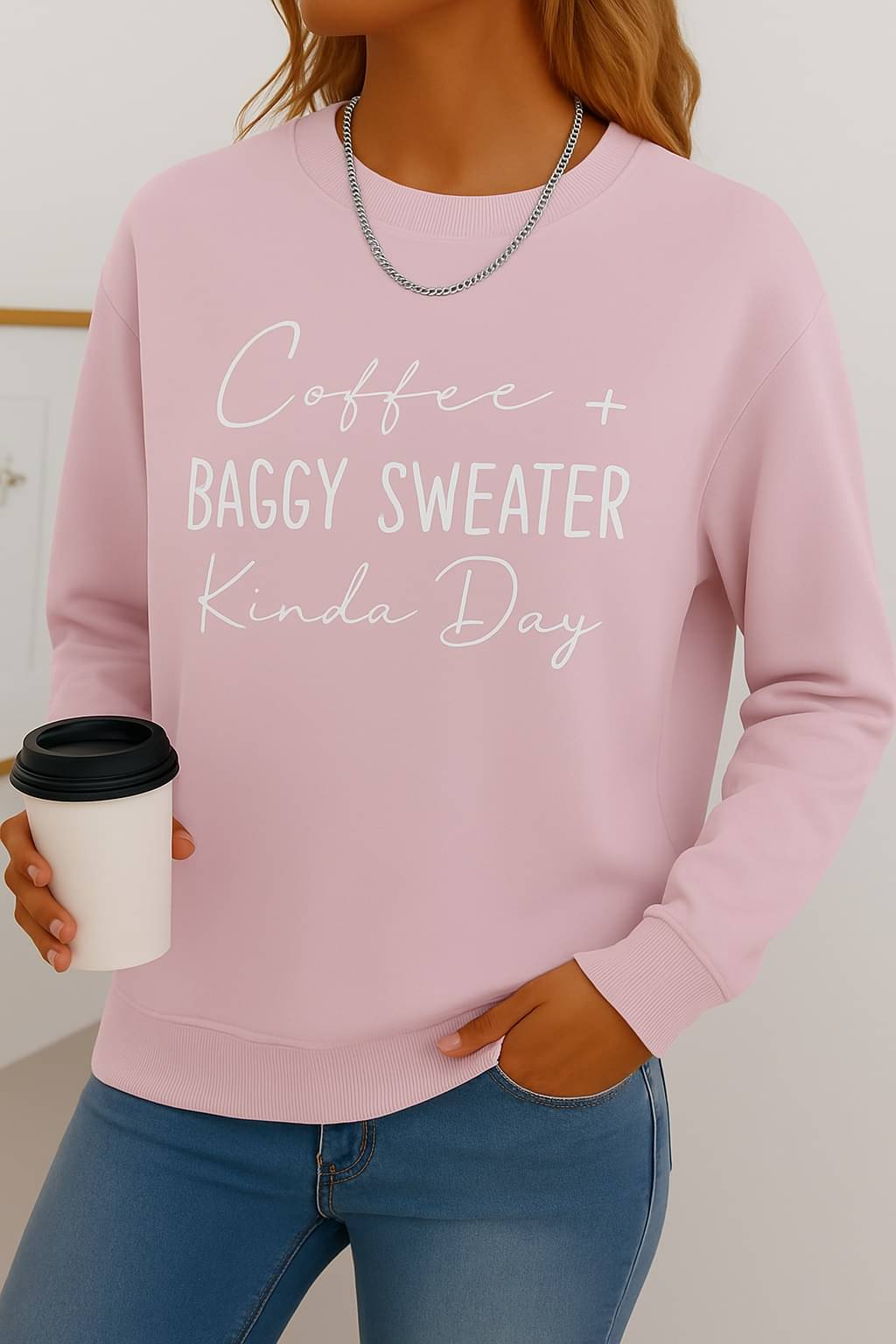     			Kashian Women Fleece Round Neck Sweatshirt For Light Winters ( Peach )