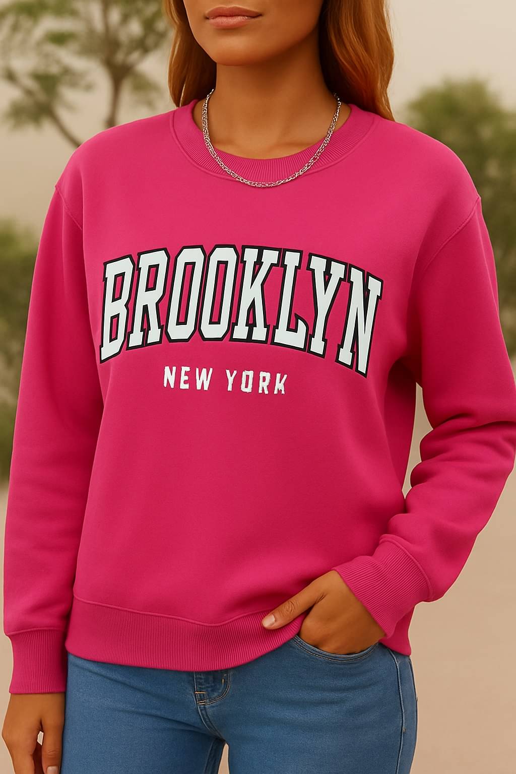     			Kashian Women Fleece Round Neck Sweatshirt For Light Winters ( Pink )