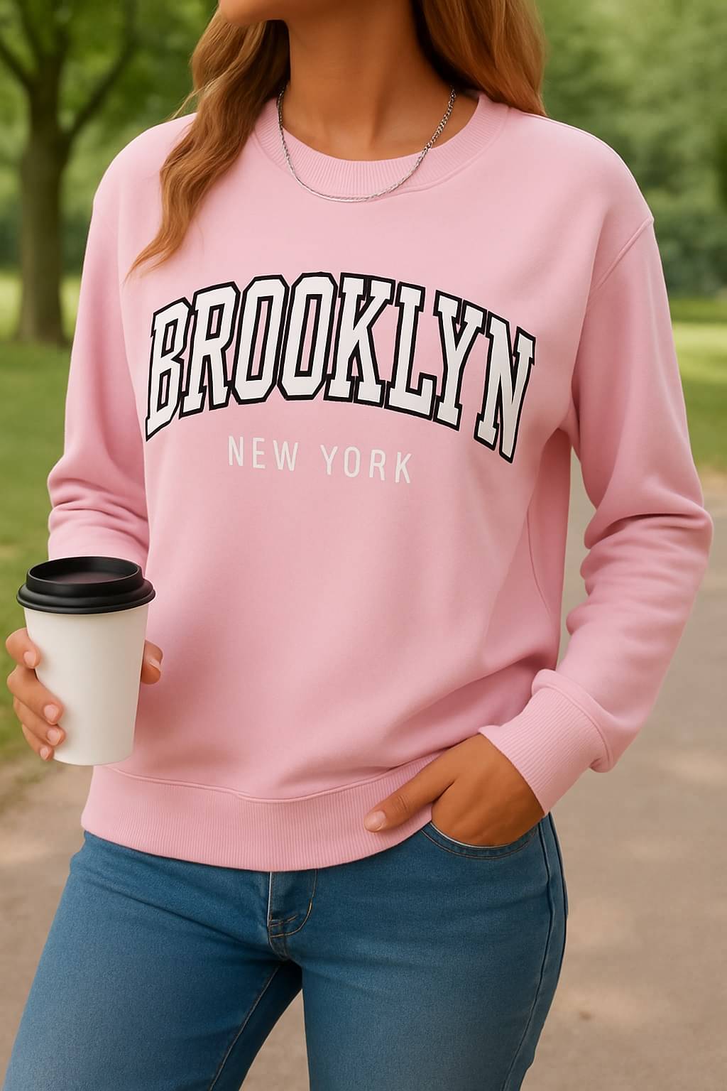     			Kashian Women Fleece Round Neck Sweatshirt For Light Winters ( Peach )