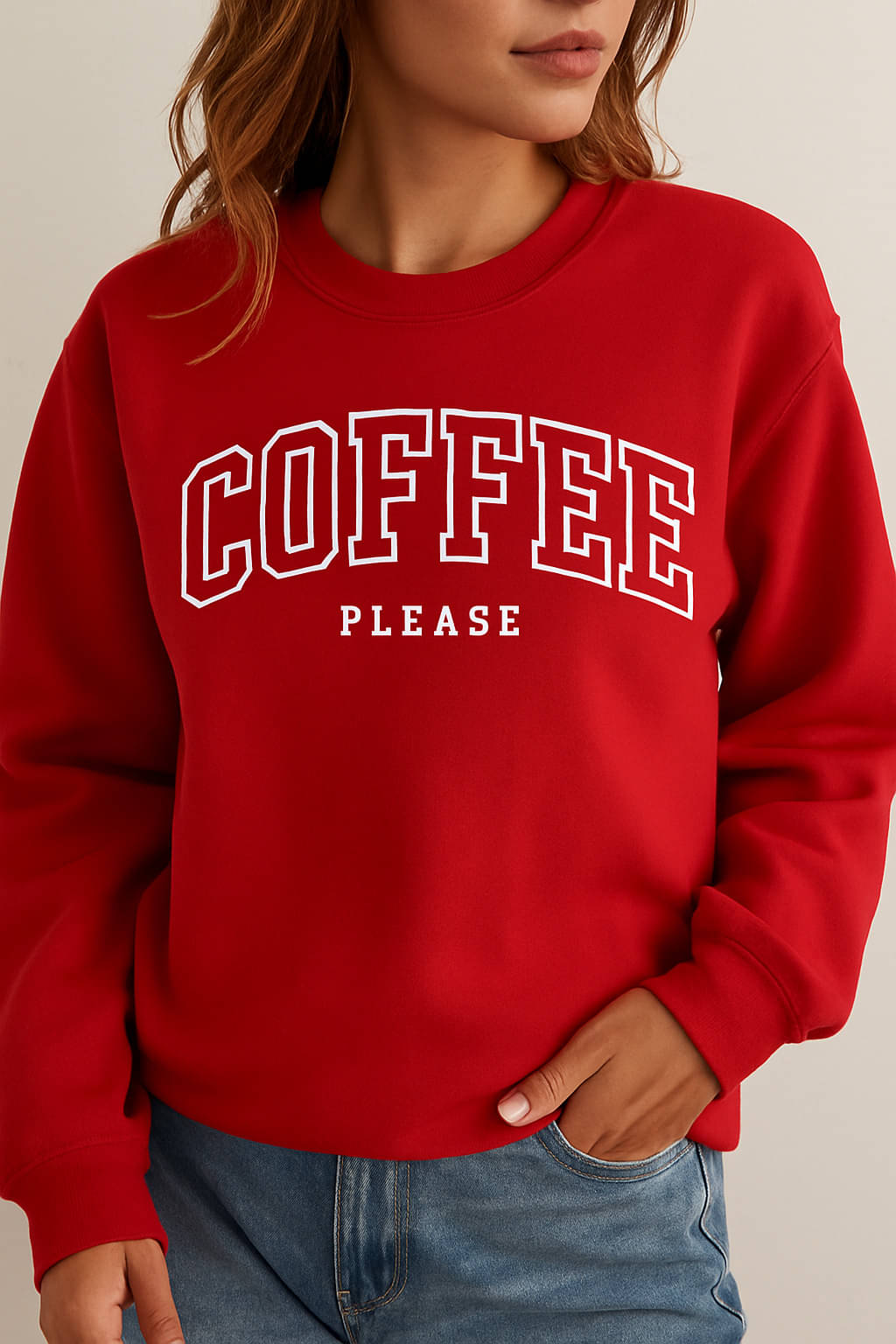     			Kashian Women Fleece Round Neck Sweatshirt For Light Winters ( Red )