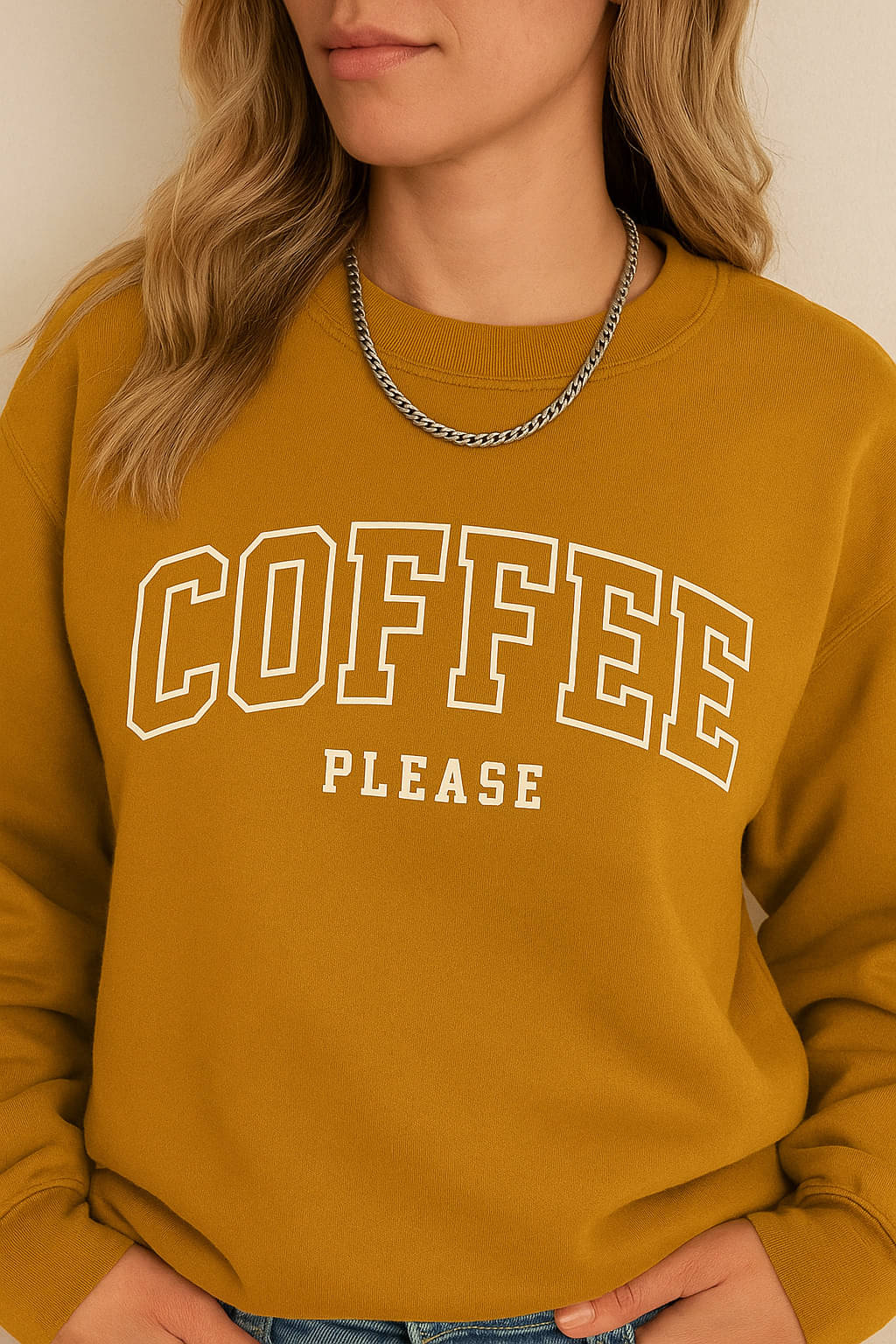     			Kashian Women Fleece Round Neck Sweatshirt For Light Winters ( Mustard )