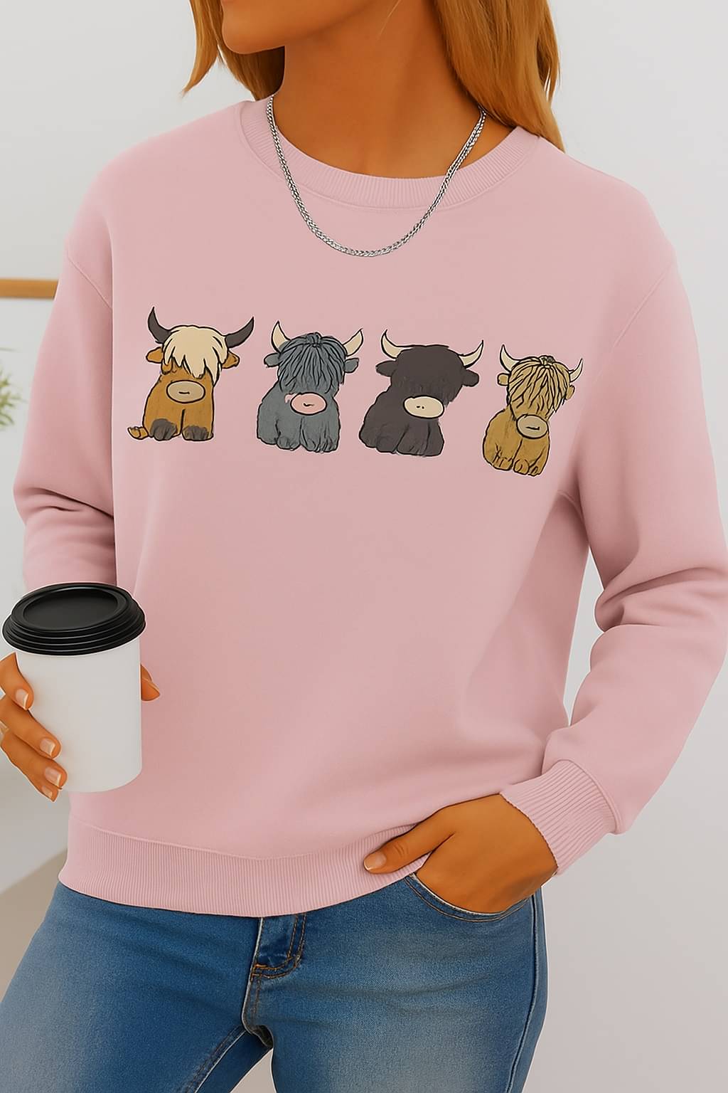     			Kashian Women Fleece Round Neck Sweatshirt For Light Winters ( Peach )