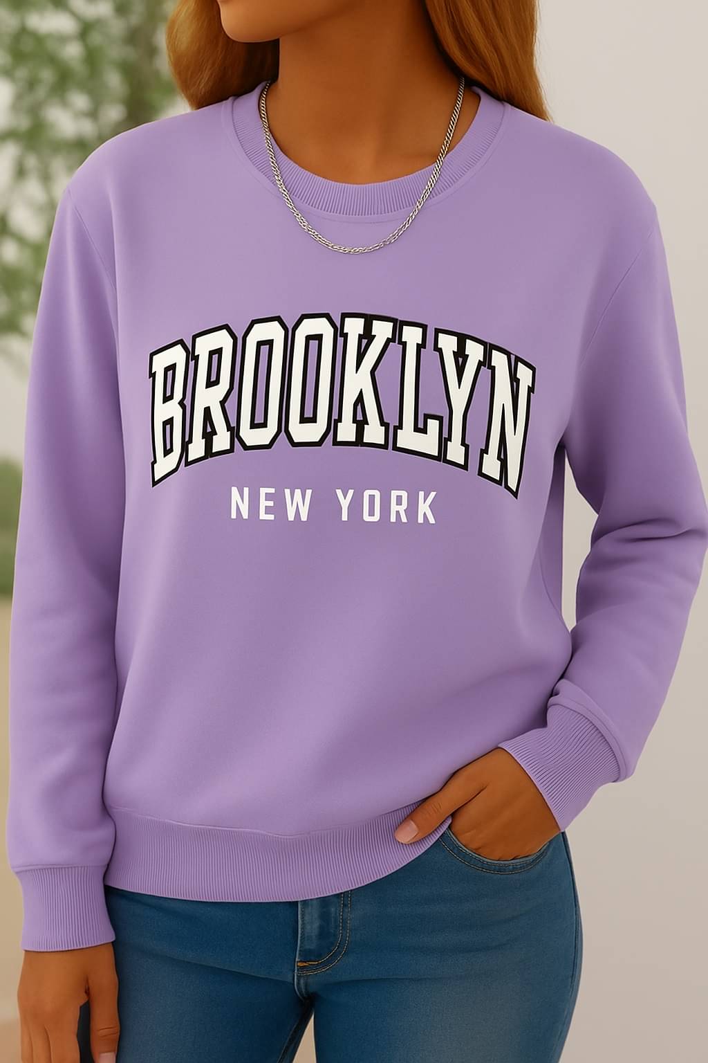     			Kashian Women Fleece Round Neck Sweatshirt For Light Winters ( Purple )