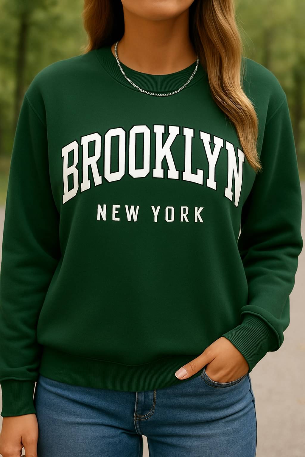 Kashian Women Fleece Round Neck Sweatshirt For Light Winters ( Olive ) Kashian Women Fleece Round Neck Sweatshirt For Light Winters ( Olive )