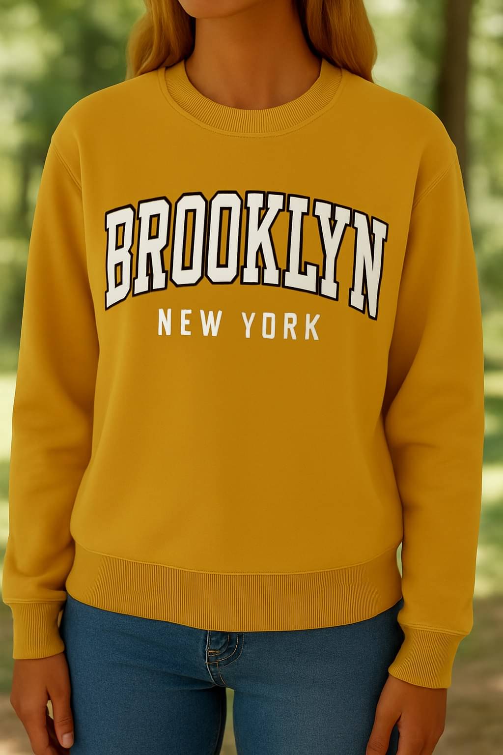     			Kashian Women Fleece Round Neck Sweatshirt For Light Winters ( Mustard )