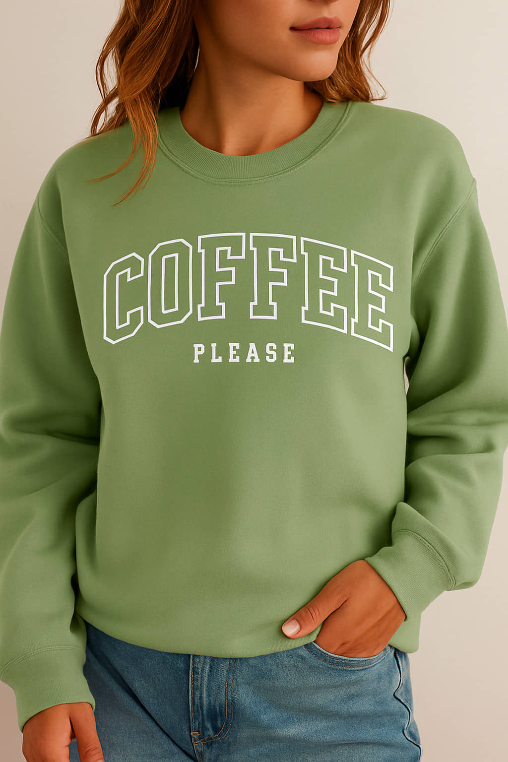 Kashian Women Fleece Round Neck Sweatshirt For Light Winters ( Peach )